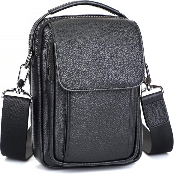 Leather Small Messenger Bag For Men Crossbody Handbag Shoulder Sling Travel Bags